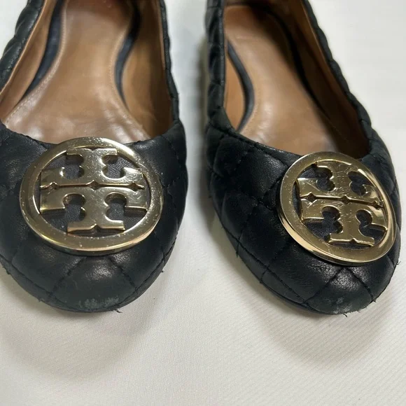 Tory Burch black quilted leather Benton ballet flats - Picture 9 of 15